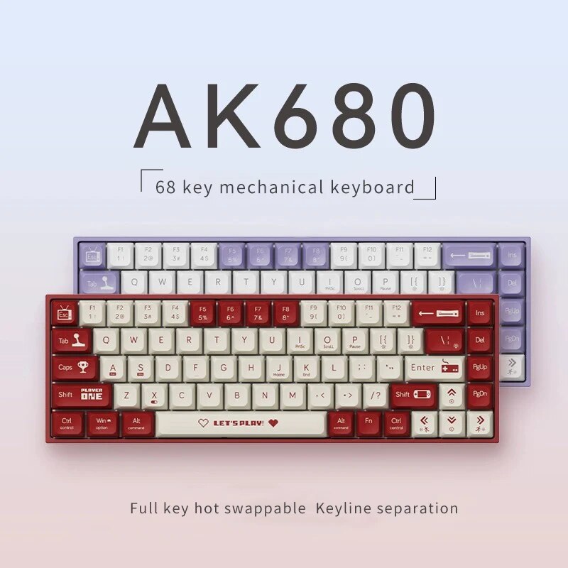 Gaming Keyboard Hot Swappable - AJAZZ AK680 Mechanical Keyboard Gaming Wired