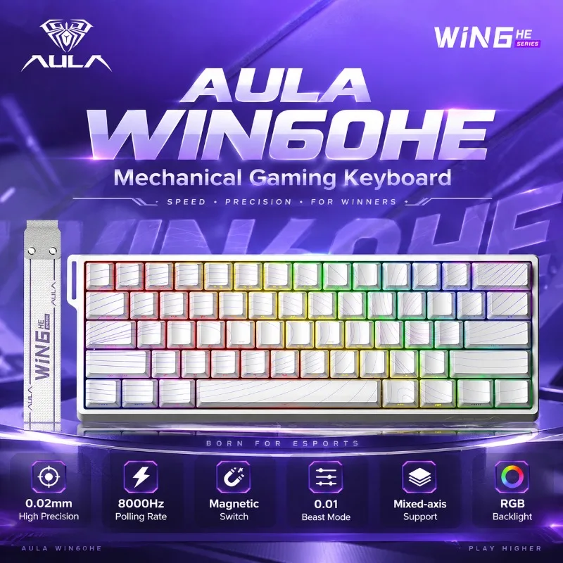 Gaming Keyboard Hot Swappable - AULA WIN60HE Magnetic Switch Keyboard 60